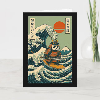 Panda Samurai die op een Japanse golf surft Kaart