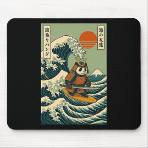 Panda Samurai die op Japanse golven surft Muismat
