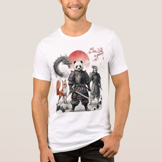 Panda Samurai & Mythical Warriors Fantasy Art Tri-Blend Shirt (Voorkant)