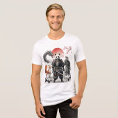 Panda Samurai & Mythical Warriors Fantasy Art Tri-Blend Shirt (Voorkant volledig)