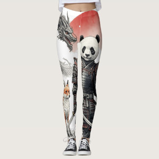 Panda Samurai & Mythische Strijders Fantasie Kunst Leggings