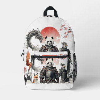 Panda Samurai & Mythologische krijgers Fantasie Ku Bedrukte Rugzak