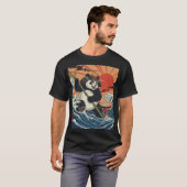 Panda Samurai Rising Amid Ukiyo Waves T-shirt (Voorkant volledig)