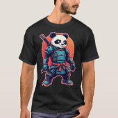 Panda Samurai Robot Style Uniek Cyberpunk Dier T-shirt (Voorkant)