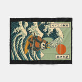 Panda Samurai surft op Japanse golf Fleece Deken (Voorkant (Horizontaal))
