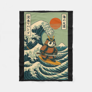 Panda Samurai surft op Japanse golf Fleece Deken