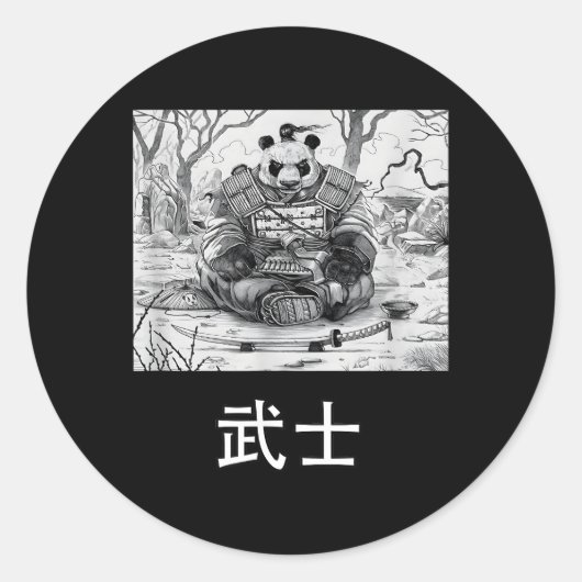 Panda Samurai Warrior Beer Ronde Sticker (Voorkant)