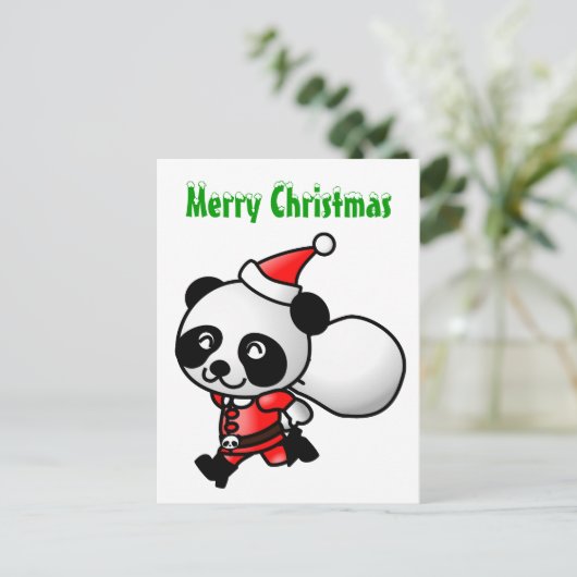 Panda Santa Briefkaart (Staand voorkant)