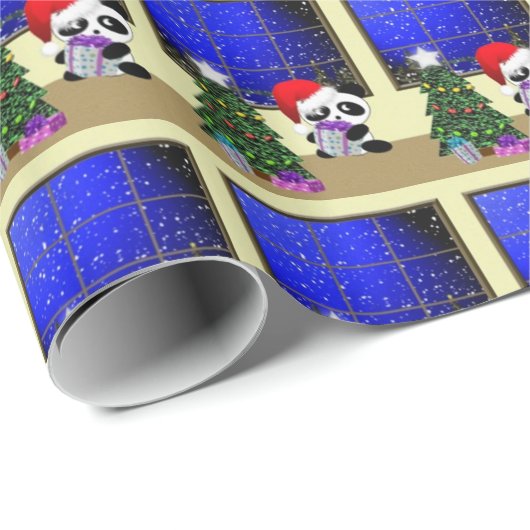 Panda Santa Cadeaupapier (Rol Hoek)