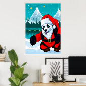 Panda Santa Claus | AI Art Poster (Thuiskantoor)