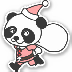 Panda Santa Claus Kerstmis Sticker