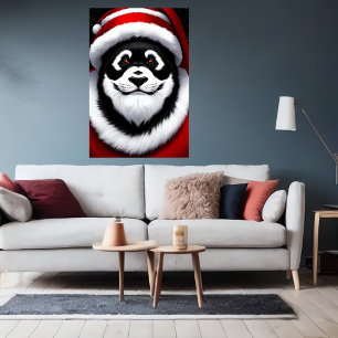 Panda Santa Claus Portrait   AI Art Poster