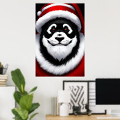 Panda Santa Claus Portrait | AI Art Poster (Thuiskantoor)