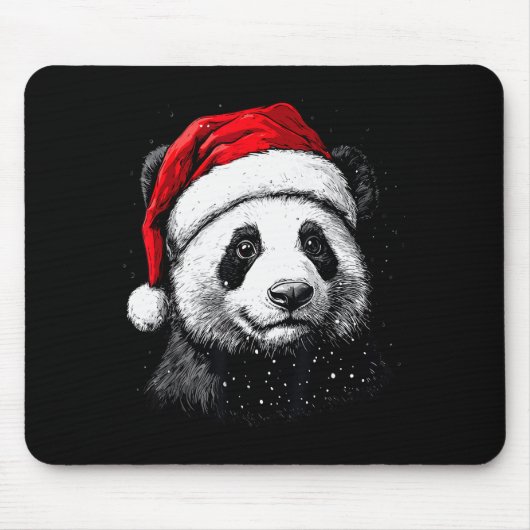 Panda Santa Hat Funny Panda Lovers Christmas Xmas Muismat (Voorkant)