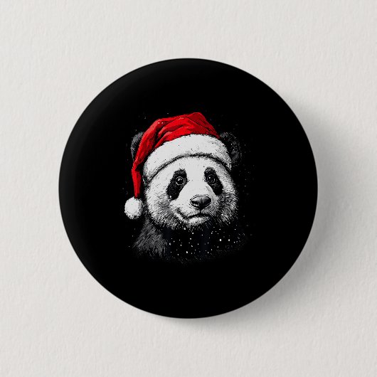 Panda Santa Hat Funny Panda Lovers Christmas Xmas Ronde Button 5,7 Cm (Voorkant)
