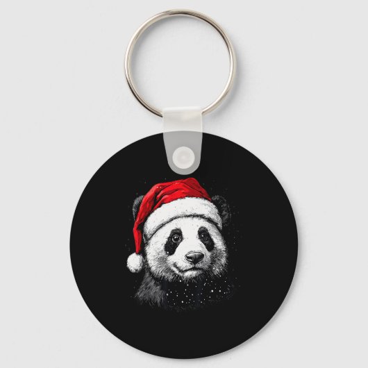 Panda Santa Hat Funny Panda Lovers Christmas Xmas Sleutelhanger (Voorkant)