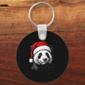 Panda Santa Hat Funny Panda Lovers Christmas Xmas Sleutelhanger (Voorkant)