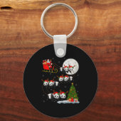 Panda Santa Sleigh Flying Funny Magical Christmas Sleutelhanger (Voorkant)