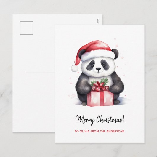  Panda Santa Vrolijk Kerstfeest Feestdagenkaart (Voorkant / Achterkant)