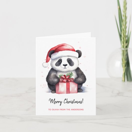Panda Santa Vrolijk Kerstfeest Kaart (Voorkant)