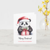 Panda Santa Vrolijk Kerstfeest Kaart (Gele Bloem)