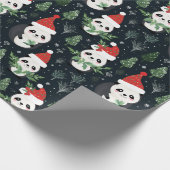  Panda Santa Winter vakantiepatroon Cadeaupapier (Hoek)