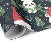 Panda Santa Winter vakantiepatroon Cadeaupapier (Rol Hoek)