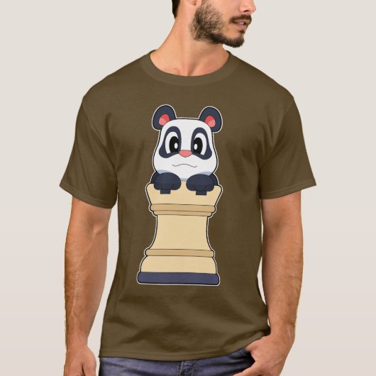 Panda Schaakstuk Rook Schaken T-shirt (Voorkant)
