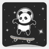 Panda Schaats Space Vierkante Sticker (Voorkant)