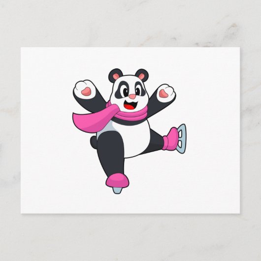Panda Schaatsschaatsen Briefkaart (Voorkant)