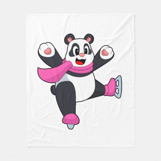Panda Schaatssport Schaatsen Fleece Deken (Voorkant)
