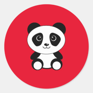 Panda, schattig en knuffel. ronde sticker