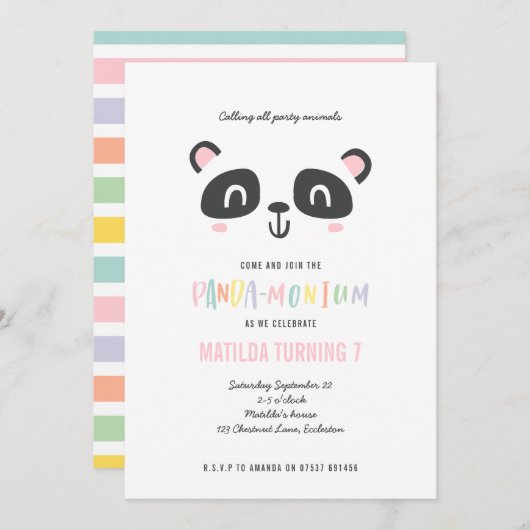 Panda schattige, felle multicolor verjaardag (Voorkant / Achterkant)