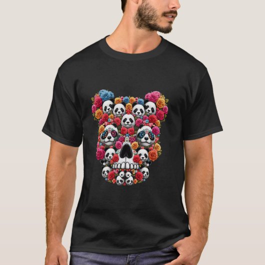 Panda Schedel Grappige vrouwen en mannen skelet Gi T-shirt (Voorkant)