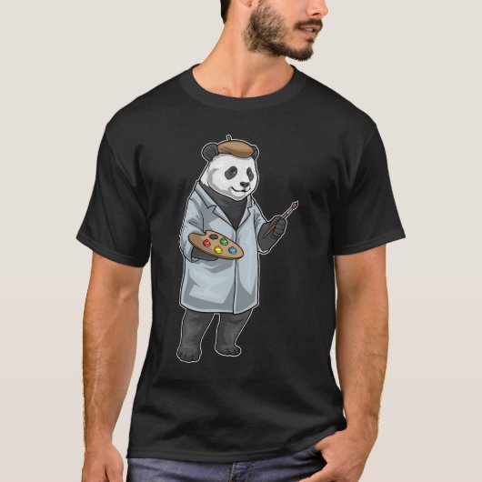 Panda-schilder penseel schilderen t-shirt (Voorkant)