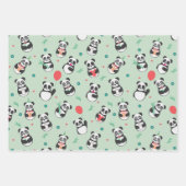 Panda Seamless Pattern Trio Inpakpapier Vel (Voorkant 2)