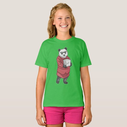 Panda Secretaris Stack van papier T-shirt (Voorkant volledig)