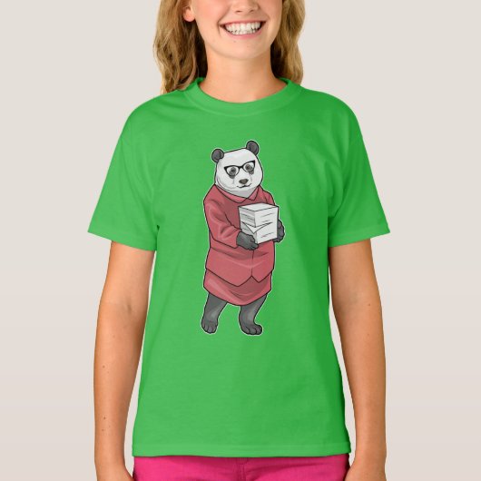 Panda Secretaris Stack van papier T-shirt (Voorkant)