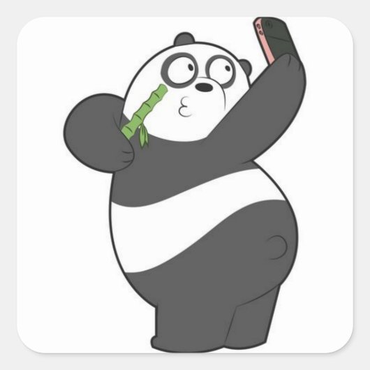 Panda Selfie Vierkante Sticker (Voorkant)