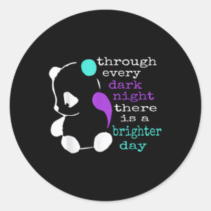 Panda Semicolon Gift Suicide Prevention Awareness Ronde Sticker