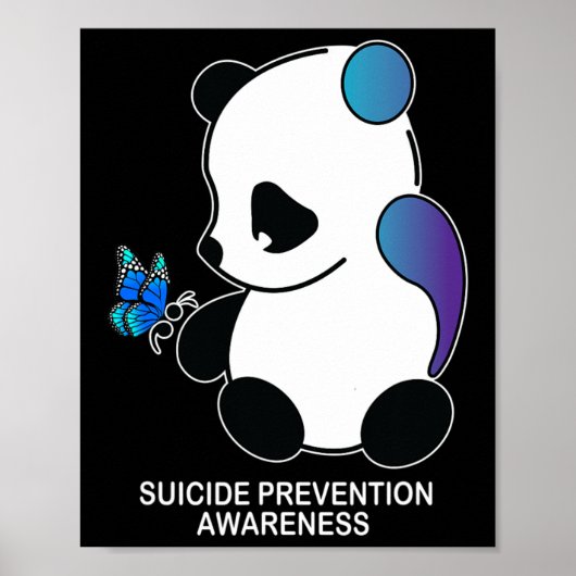 Panda Semicolon Vlinder Zelfmoordpreventie Aware Poster (Voorkant)