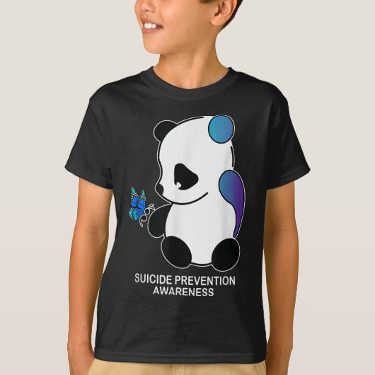 Panda Semicolon Vlinder Zelfmoordpreventie Aware T-shirt (Voorkant)