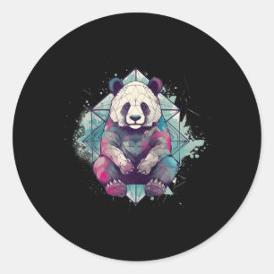 Panda Serenity Spirituele Waterverf Tattoo Basebal Ronde Sticker
