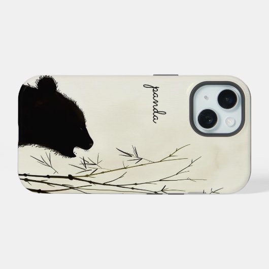 Panda Silhouette iPhone 15 Case (Achterkant horizontaal)