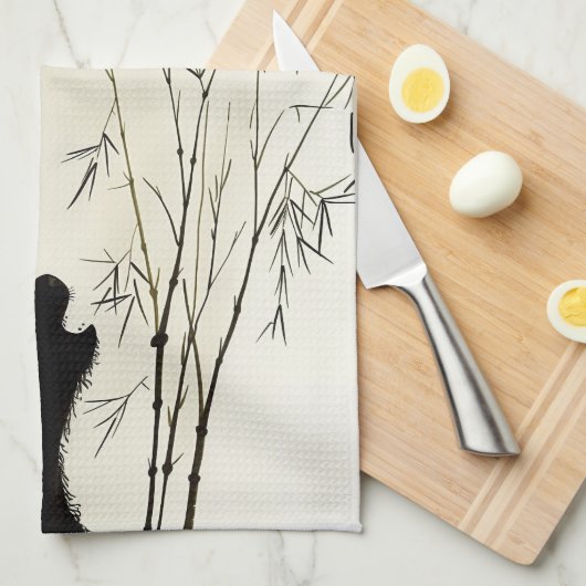 Panda Silhouette Theedoek (Quarter Fold)