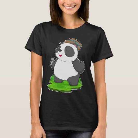 Panda Singer Microfoon Muziek T-shirt (Voorkant)