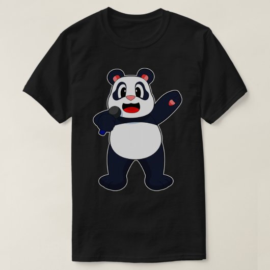 Panda Singer Microfoon T-shirt (Design voorkant)