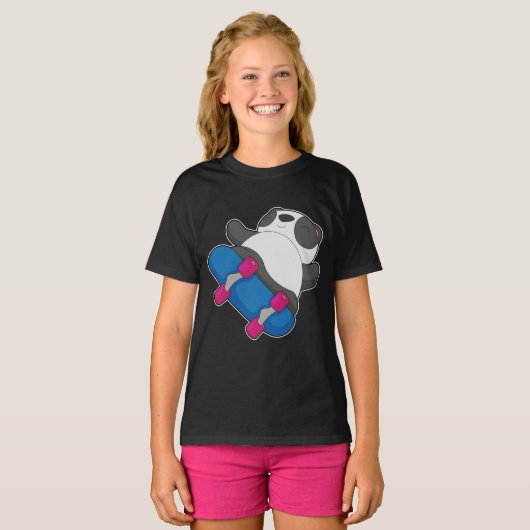 Panda Skater Skateboard Sport T-shirt (Voorkant volledig)