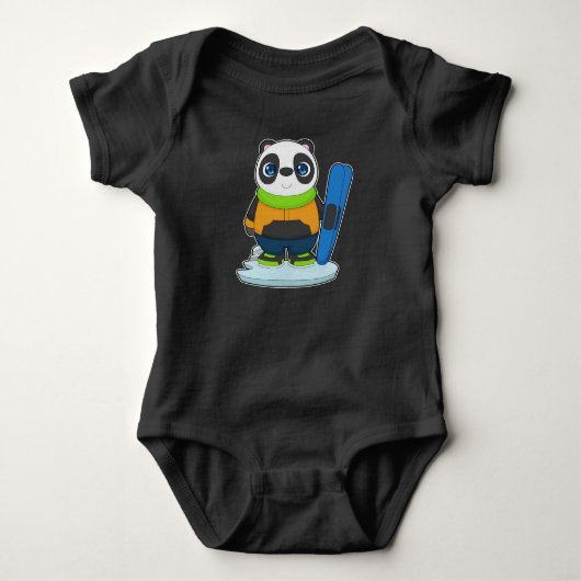 Panda Skier Ski Wintersport Romper (Voorkant)