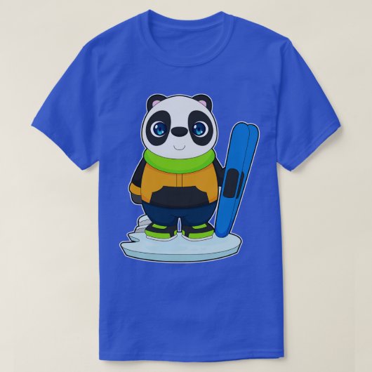 Panda Skier Ski Wintersport T-shirt (Design voorkant)